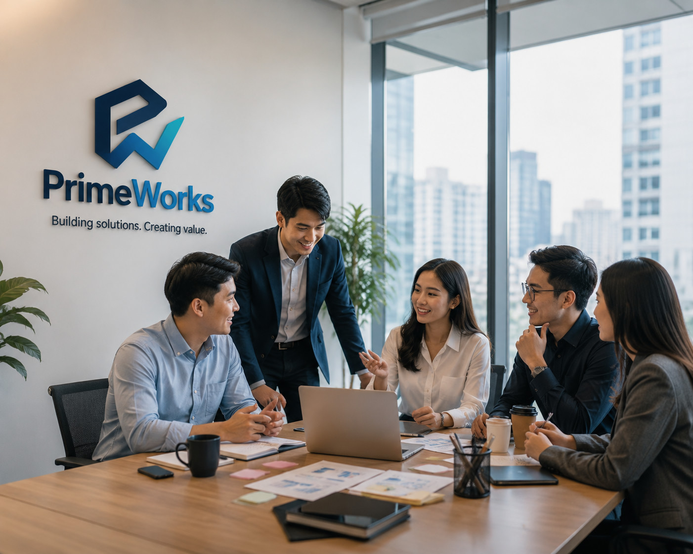 PrimeWorks team collaborating